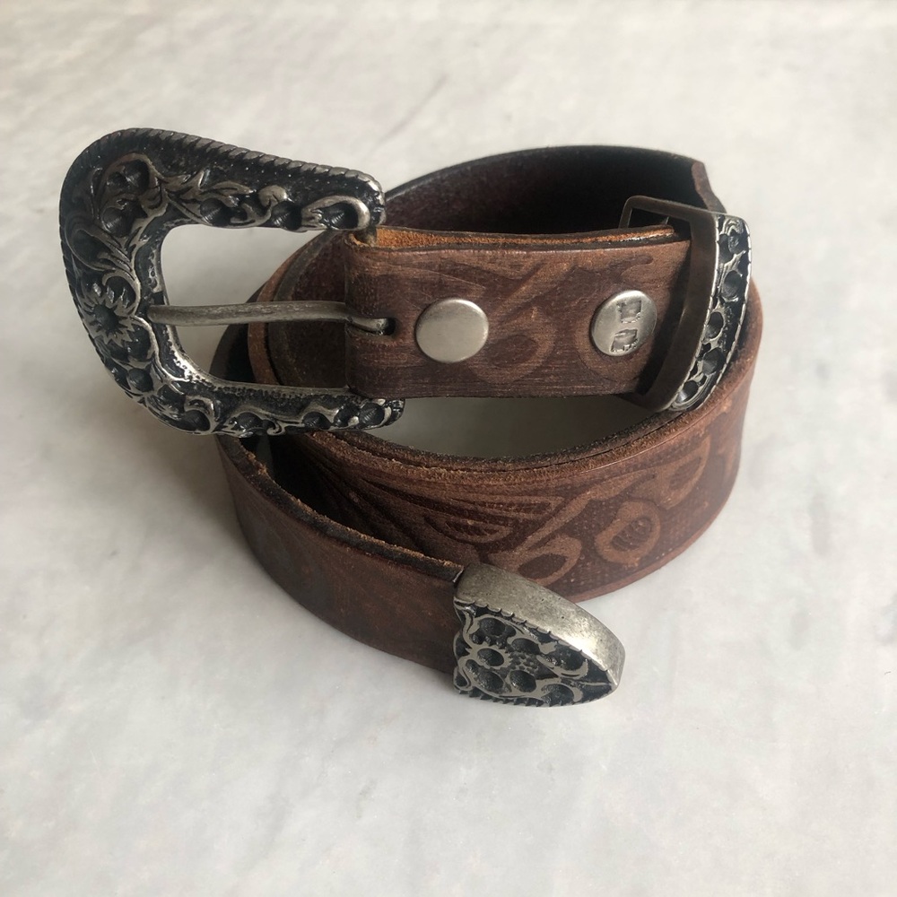 Free People Bed Stu Outlaw Embossed Belt, Size 34